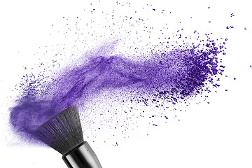 Image showing makeup brush with blue powder isolated