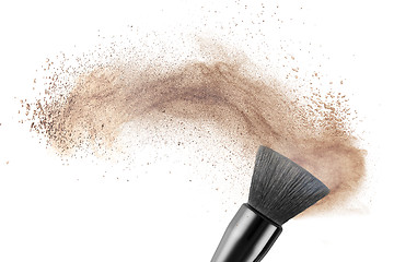 Image showing makeup brush with powder foundation isolated