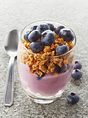 Image showing dessert with fresh blueberries