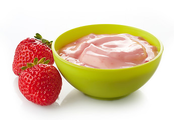 Image showing bowl of strawberry yogurt