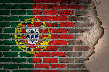 Image showing Dark brick wall with plaster - Portugal