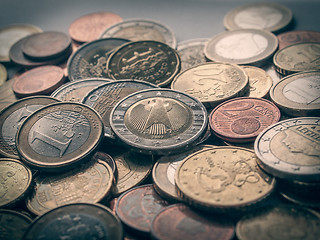 Image showing Retro look Euro coins