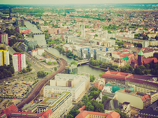 Image showing Retro look Berlin aerial view