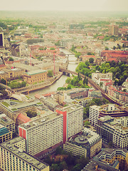 Image showing Retro look Berlin aerial view