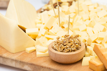Image showing Cheese Plate with Dried Fruit and Honey 