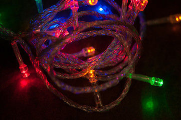 Image showing Christmas lights on dark background