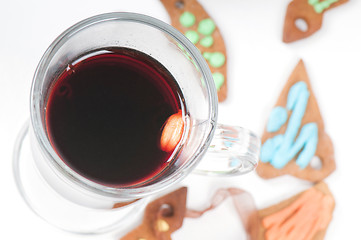 Image showing Glass of red mulled wine