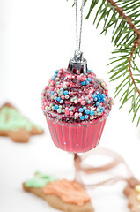 Image showing Christmas retro tree cupcake toy