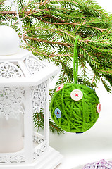 Image showing Christmas toy green ball