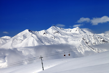 Image showing Ski resort at nice sun day