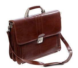 Image showing Leather brown briefcase