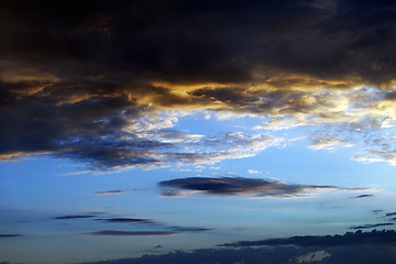 Image showing Dark sunset sky on summer sea