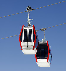 Image showing Two gondola lifts close-up view