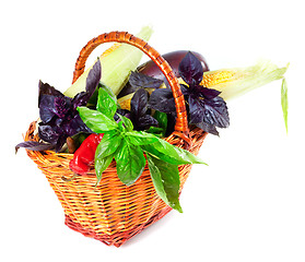 Image showing Vegetables in wicker basket