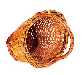 Image showing Empty wicker basket on white background. 