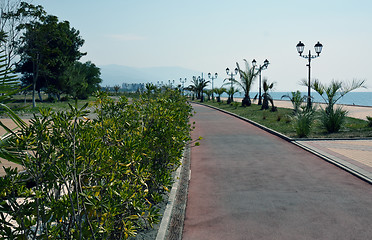 Image showing Promenade in Sochi, Russia, with mountains in the far