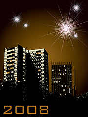 Image showing new year city fireworks