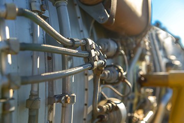 Image showing Jet engine of a fighter plane closeup