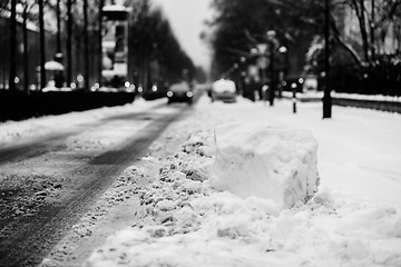 Image showing Cars covered in snow after blizzard