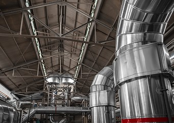 Image showing Industrial pipes in a thermal power plant