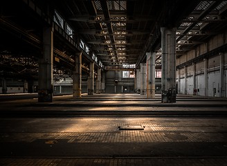 Image showing Large industrial hall of a repair station