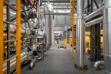 Image showing Industrial pipes in a thermal power plant