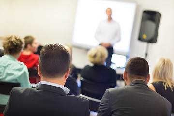 Image showing Speaker at Business convention and Presentation.