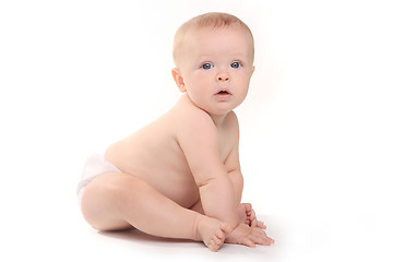 Image showing Happy Adorable Baby on a White Background