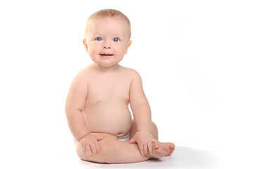 Image showing Happy Adorable Baby on a White Background