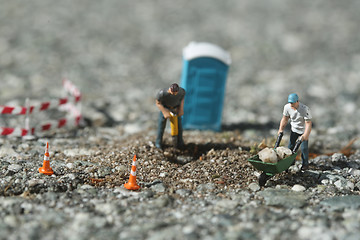 Image showing Construction Workers on the Road