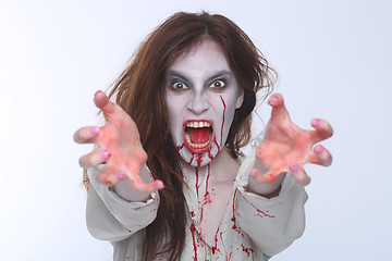 Image showing Psychotic Bleeding Woman in a Horror Themed Image