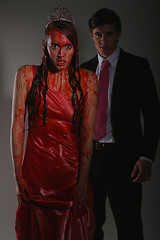 Image showing Psychotic Bleeding Woman in a Horror Themed Image