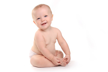 Image showing Happy Adorable Baby on a White Background