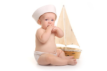 Image showing Happy Adorable Baby on a White Background