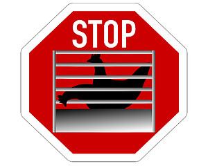 Image showing Stop sign caging of hen