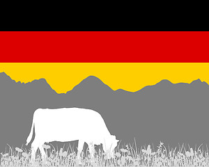 Image showing Cow alp and german flag