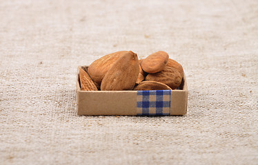 Image showing Almonds on linen