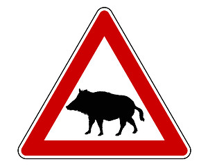 Image showing Wild pig warning sign
