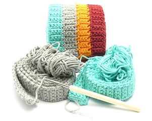 Image showing Multi-coloured crochet-work