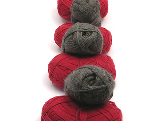 Image showing Gray and red new wool as midline on white background