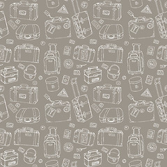 Image showing Suitcases. Seamless background.