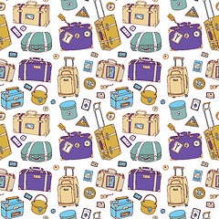 Image showing Suitcases. Seamless background.