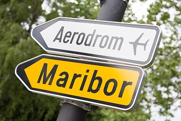Image showing Road sign for Maribor aerport