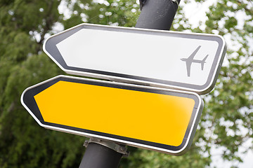 Image showing Yellow and white arrow road sign.