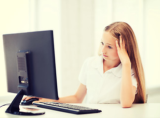 Image showing student girl with computer at school