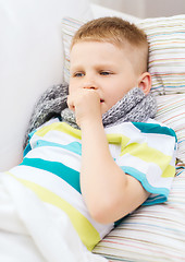 Image showing ill boy with flu at home