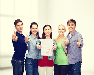 Image showing group of students showing test and thumbs up