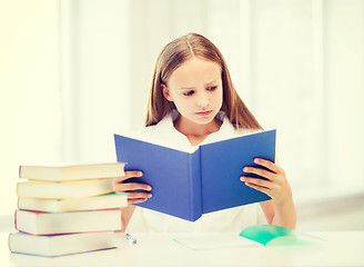 Image showing girl studying and reading book at school