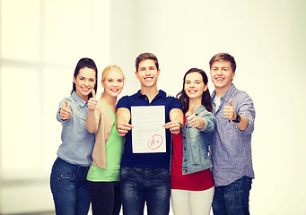 Image showing group of students showing test and thumbs up