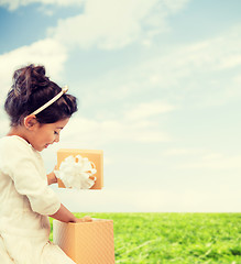 Image showing happy child girl with gift box